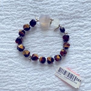 KENDRA SCOTT Sadie stretch bracelet in brown sandstone/gold NWT